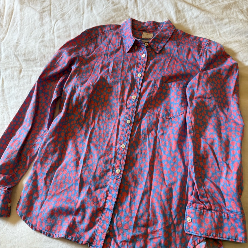 GAP Red and Blue Printed Button-Down Shirt